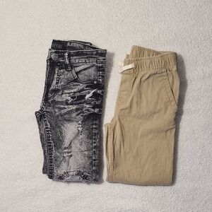 Boys Size 8 Pants Lot Joggers & Distressed Jeans Elastic Waist School Play